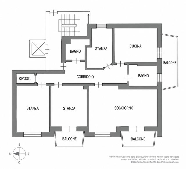 La planimetria — Ampio appartamento panoramico piano alto zona tribunale